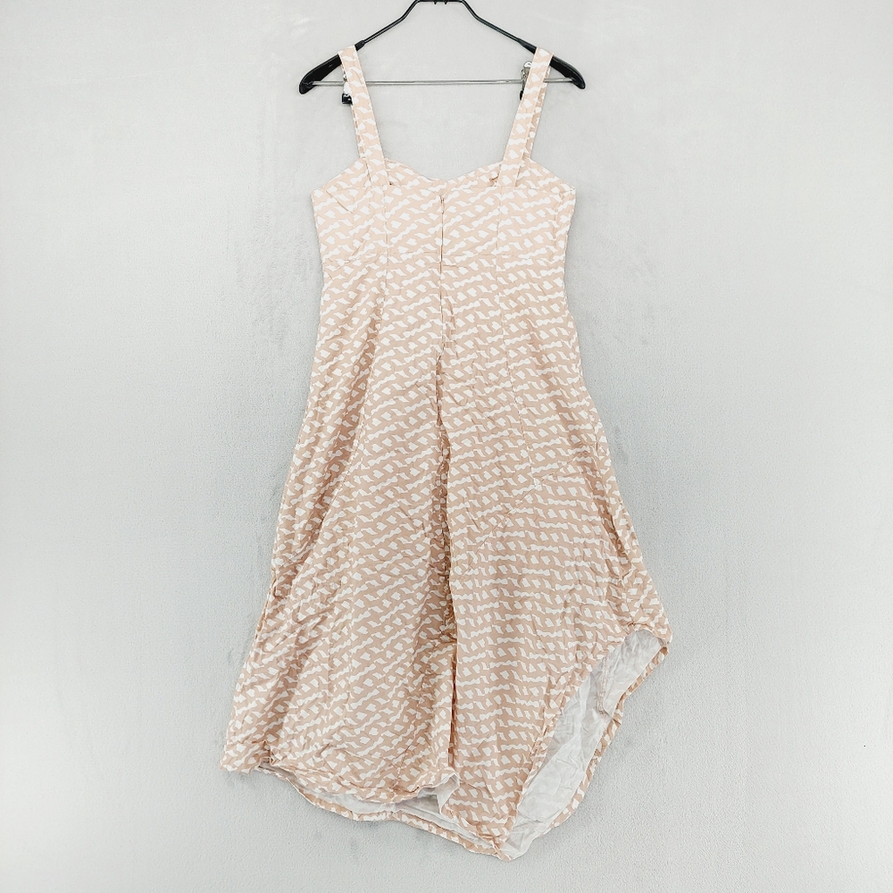 Du Paradis Asymmetric Hem Cotton Midi Dress in Natural Chain P224 - Picture 5 of 8
